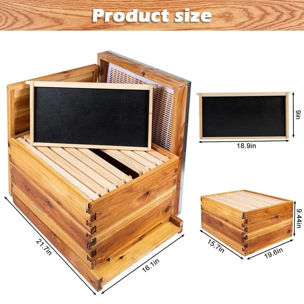 10-Frame Beehive Kit with 24-Piece Beekeeping Tools, Wax-Coated and Painted Hive Boxes, Professional Starter Equipment