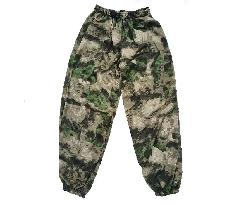 Men Fishing Hiking Sets Outdoor Tactical Mesh Hoodie Mosquito-Proof Set Camping Jacket Elastic Waistband Hunting Pants Men Kids