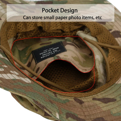 1pc/5pcs Camo Boonie Hat Sunscreen Breathable Bucket Hat Men's Outdoor Hiking Hunting Fishing Windproof Fisherman's Hat