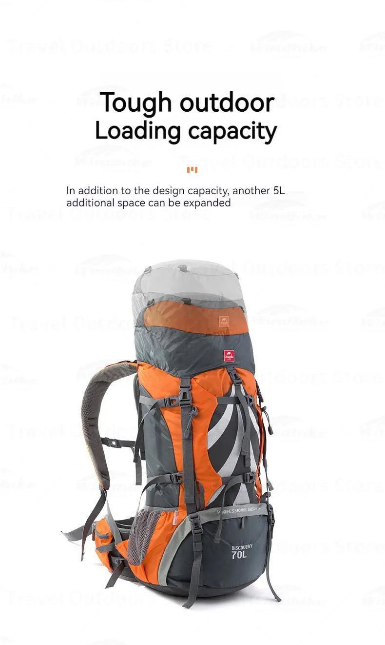 Naturehike 70+5L Backpack Hiking Travel Mountaineering Knapsack Softback Large Capacity Men Waterproof Rucksack With Rain Cover