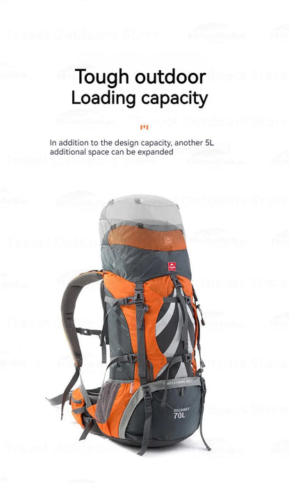 Naturehike 70+5L Backpack Hiking Travel Mountaineering Knapsack Softback Large Capacity Men Waterproof Rucksack With Rain Cover