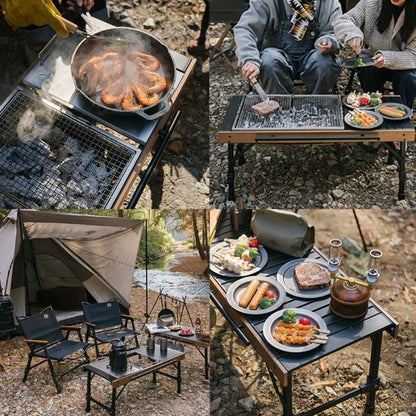 Naturehike IGT Camping Table Fold up Lightweight Aluminum Alloy+Wood 4-6 Person Portable Folding Square Table with Carry Bag fo