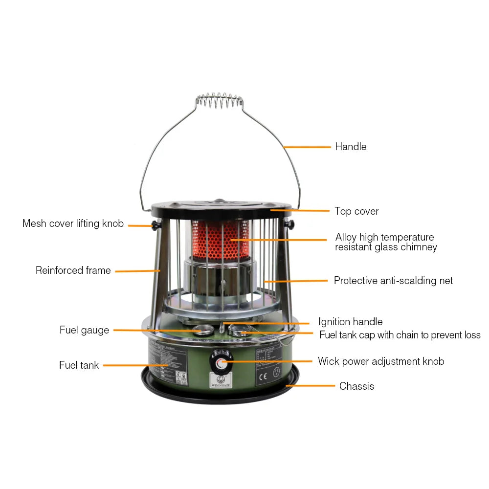 Liftable Kerosene Stove Home Outdoor Camping Barbecue Ice Fishing Kerosene Heating Stove Extremely Cold Weather Oil Stove