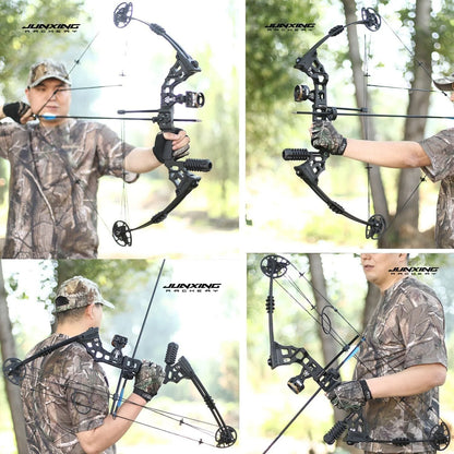 Compound Bow Set 20-70lbs Adjustable 320FPS 80% Let-off RH LH for Hunting Target Shooting Archery Practice Use