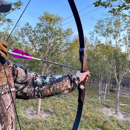 60'' Black Hunter Archery Recurve Bow 40-60lbs Bamboo Core Limbs Wooden Riser for Right Hand American Hunting Split Takedown Bow