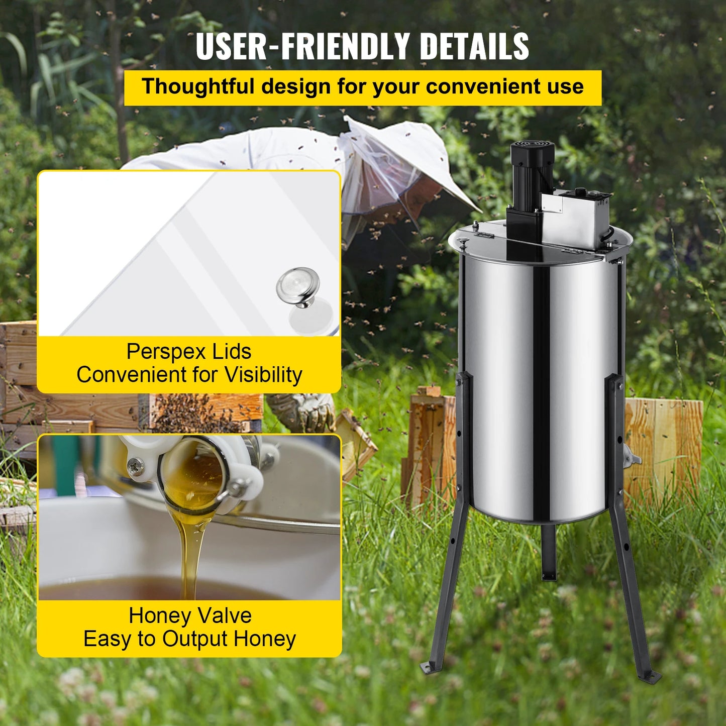Honey Extractor 2 3 4 Frame Manual Electric Stainless Steel Honeycomb Spinner Crank Centrifuge Beekeeping Equipment