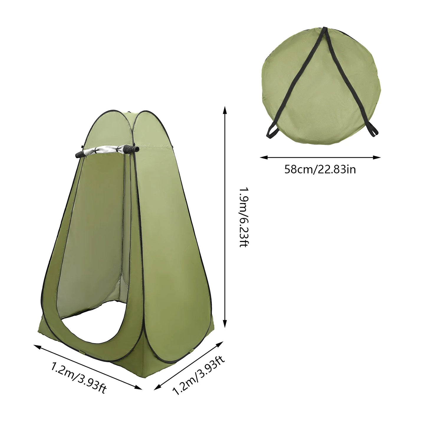 Portable Toilet Tent for Hiking Outdoor Camping Privacy Shelter Waterproof 1.2×1.2×1.9m for Hiking Picnics Fishing Camping