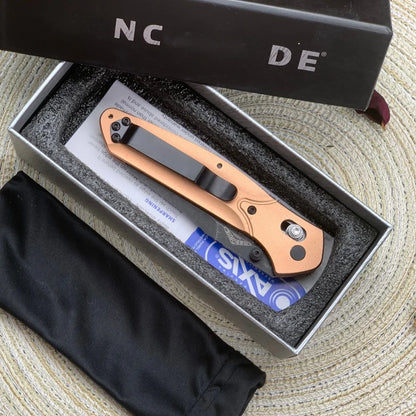 Rose gold BM940 folding knife, aluminum alloy handle, CNC precision grinding bearing lock folding knife, men's gift, festival gi