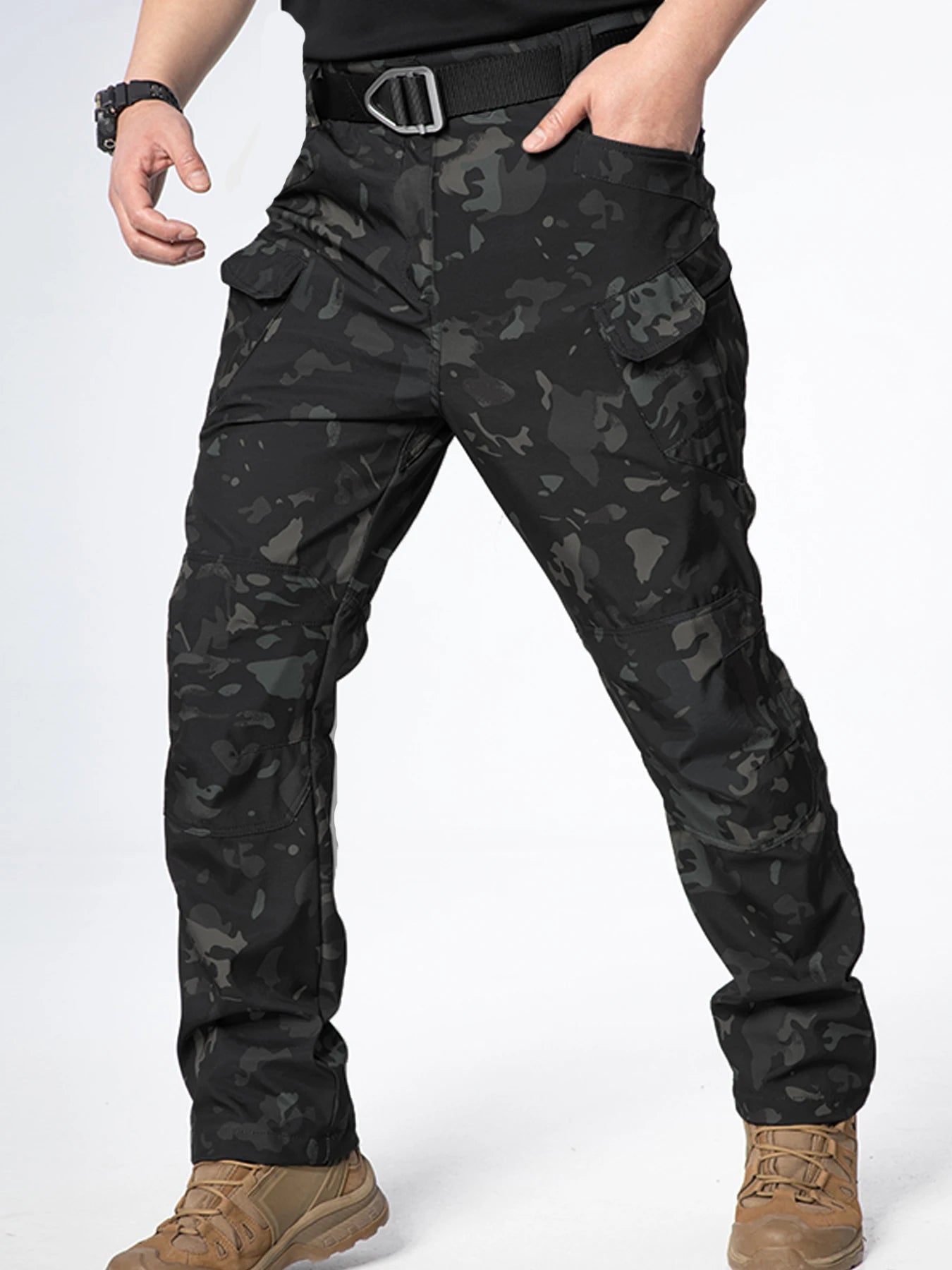 Men's Waterproof Breathable Outdoor Pants Large Pocket Tactical Sports Casual Overalls Pant XS-3XL