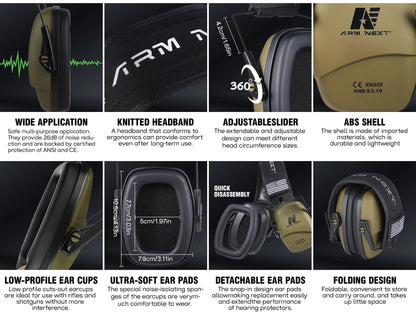Anti-Noise Ear Plugs Tactical Hunting Folding Ear Defenders Ear Protector Ear Muff Hearing Protection Soundproof For Shooting