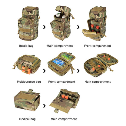 YAKEDA Tactical Battle Belt Duty Belt Law Enforcement Utility Belt Police Belt 7 in 1 Set