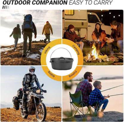 Cast Iron Dutch Oven Pot with Lid, 1.5 Quart for Small Dishes, Camping Cookware, BBQ & Garlic Roaster