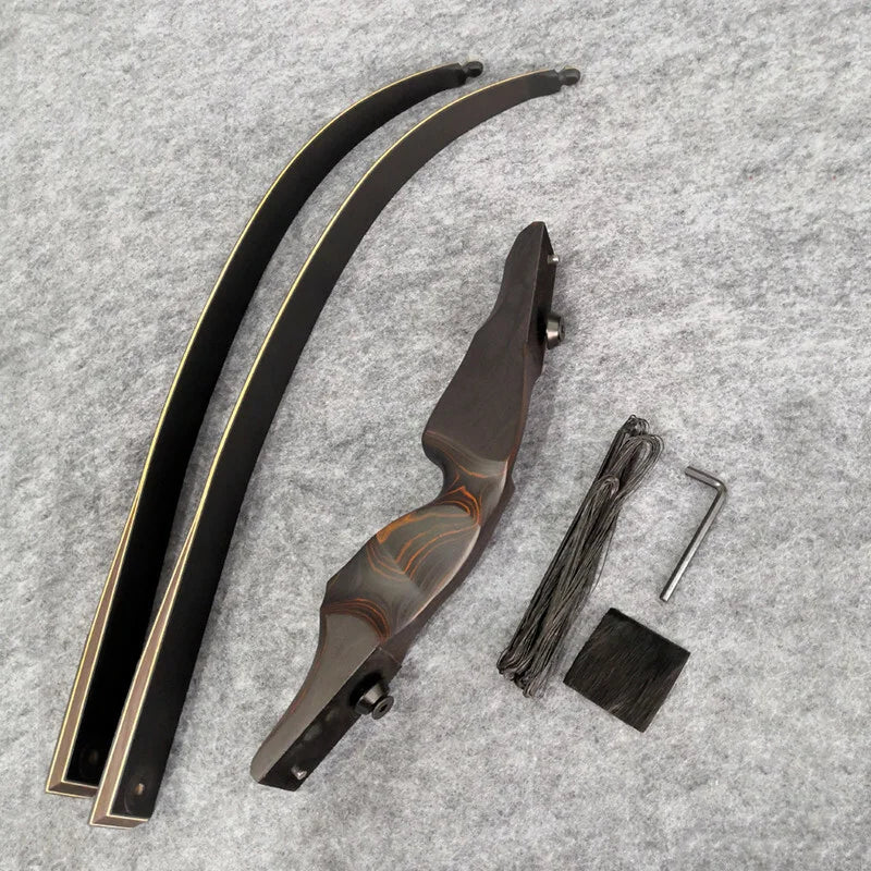 60'' Black Hunter Archery Recurve Bow 40-60lbs Bamboo Core Limbs Wooden Riser for Right Hand American Hunting Split Takedown Bow