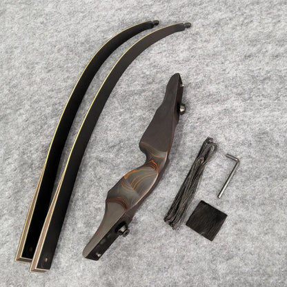 60'' Black Hunter Archery Recurve Bow 40-60lbs Bamboo Core Limbs Wooden Riser for Right Hand American Hunting Split Takedown Bow