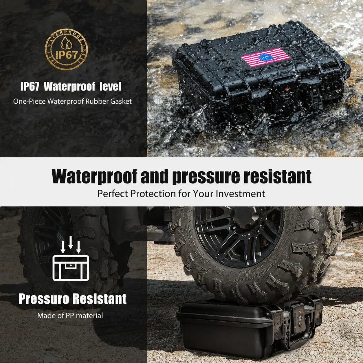 Hard Pistol Case, Waterproof Shockproof Lockable Handgun Case with Foam, TSA Compliant Travel Case for Semi-Auto Pistols and Revolvers