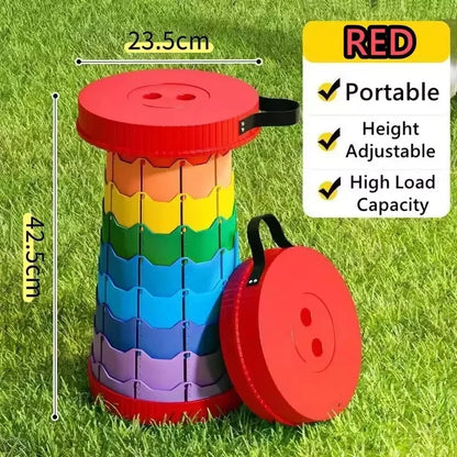 Rainbow Folding Stool, Adjustable Height PP Portable Collapsible Seat for Camping, Fishing, Hiking & Outdoor Activities