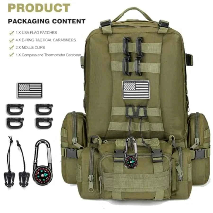 Large Military Tactical Backpack for Men, 40-50L Backpacks for Women, Bug out Bag 3 Days Pack Bags Rucksack with Molle System