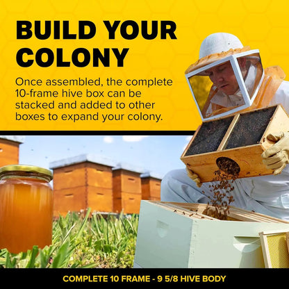 Unassembled Complete Bee Hive Box with Foundation, Langstroth 10 Frame 9 5/8" Hive Body, All Beekeeping Levels,, Customized