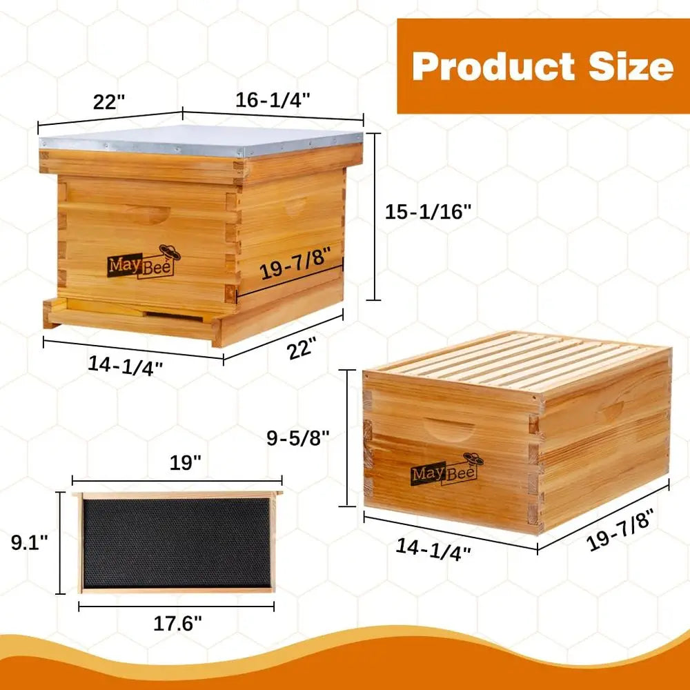 8-Frame Beehive Kit with Wax-Coated Hives and Essential Beekeeping Equipment