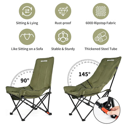 Naturehike High Back Moon Chair Camping Outdoor Fishing Folding Adjustable Lounge Chair Portable Picnic Garden Leisure Seat