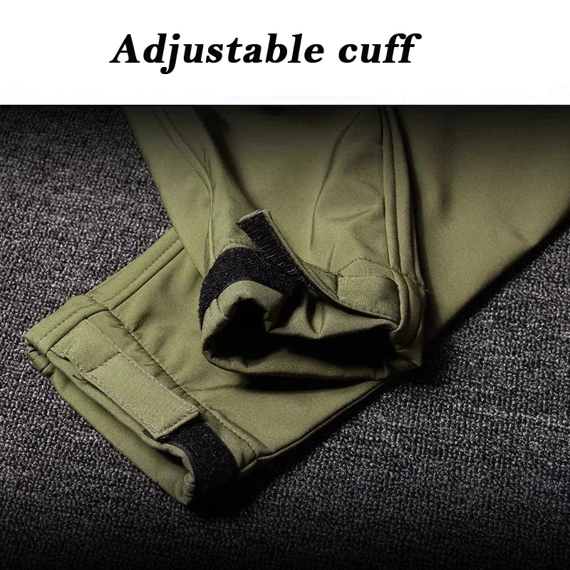 Tactical Sets Mens Thicken Outdoor Soft Shell Warm Fleece Jackets Waterproof Wear Resistant Multi Pocket Pants Hunting Clothes
