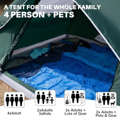 4 Person Dome Tents for Camping, Lightweight Portable Backpacking Tent, Small Easy Set Up Outdoor Waterproof Camping Hiking Tent