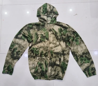 Men Fishing Hiking Sets Outdoor Tactical Mesh Hoodie Mosquito-Proof Set Camping Jacket Elastic Waistband Hunting Pants Men Kids
