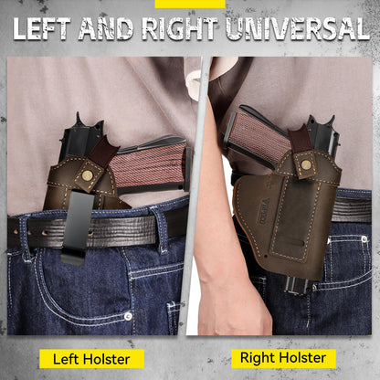 OPOCO Genuine Crazy Horse Leather 1911 Holster IWB OWB Concealed Carry Belt Clip Left Right Hand Universal Pistol Holster