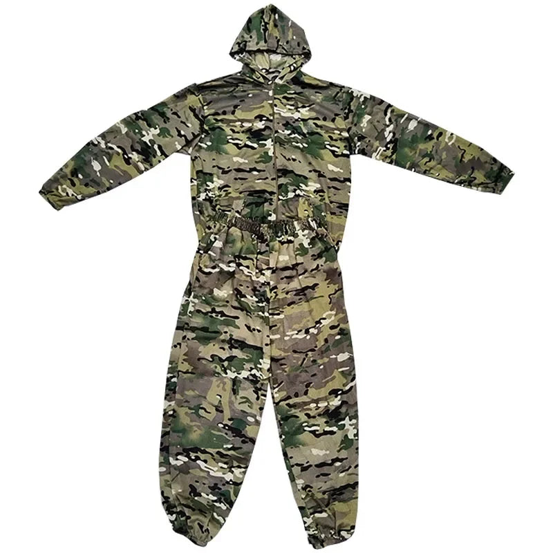Men Fishing Hiking Sets Outdoor Tactical Mesh Hoodie Mosquito-Proof Set Camping Jacket Elastic Waistband Hunting Pants Men Kids