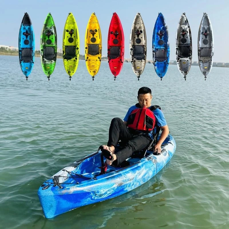 Modular Assembly Kayak with Split Hard Shell, Electric/Pedal-Driven Canoe for Solo/Tandem Lake/Sea Adventures, Portable LLDPE