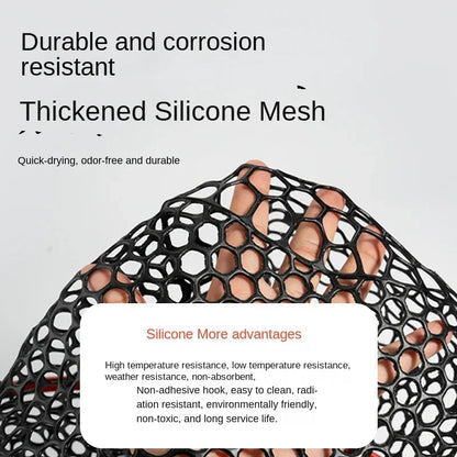 LINNHUE Fishing Nets Folding Laning Net Cheap Price Rubber/Silicone Mesh Catch 14kg Fish Lure Fishing Tool Anglers Accessory