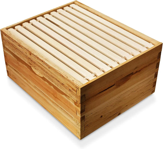 10 Frame Langstroth Beehive Kit with Deep Frames and Foundations for Beekeeping