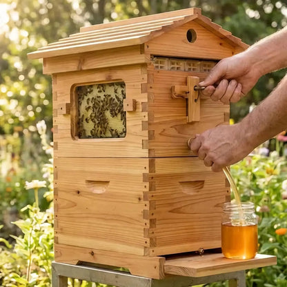 Automatic Flow Beehive Starter Kit 7-Frame Bee Hive Box Set Easy Harvesting Beekeeping Beginner Supplies, Custom