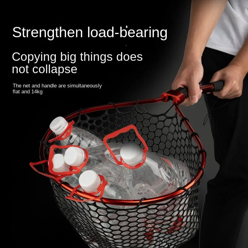 LINNHUE Fishing Nets Folding Laning Net Cheap Price Rubber/Silicone Mesh Catch 14kg Fish Lure Fishing Tool Anglers Accessory