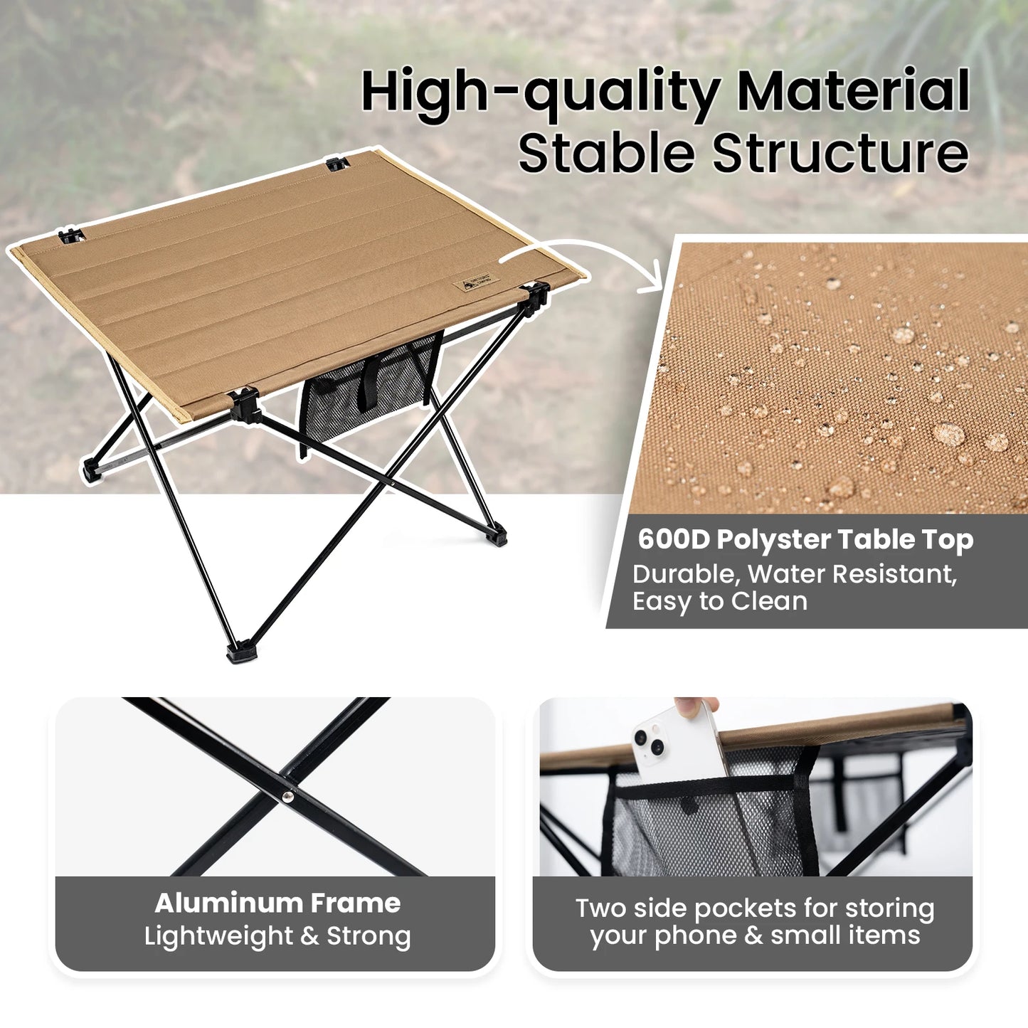 Onetigris Camping Folding Table 600D Polyester Ultralight Outdoor Picnic Table Tourist Portable Desk for Dining Traveling Hiking