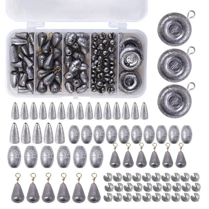 81PCS Removable Fishing Sinkers Weights Kit Round Split Shot Sinker Egg Fishing Tackle Set Bass Fishing Tackle Accessories
