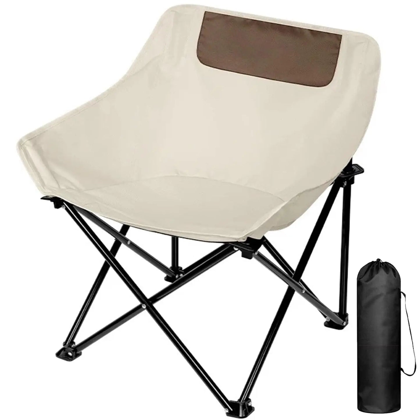 Ultralight Folding Camping Chair, 450 lbs Capacity, Off-White, Solid, Adult, Outdoor, Beach, Lawn, Campground