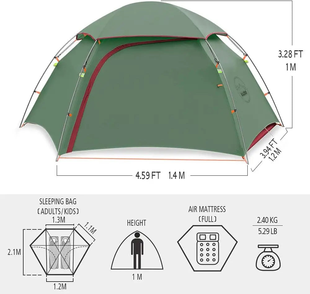 Waterproof Ultralight 1-2 Person Camping Tent with Aluminum Frame Double Layer for Hiking Backpacking
