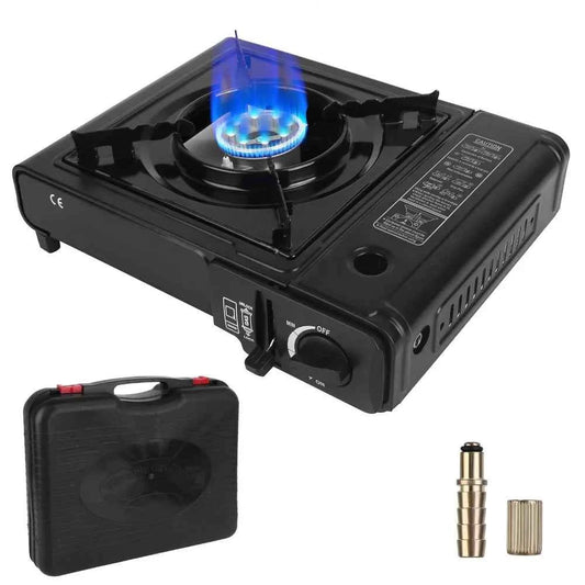 3300W portable camping stove dual fuel burner electric ignition outdoor windproof energy-saving gas stove with automatic fuel tank injection overpressure cut-off portable case suitable for camping, picnicking, traveling, back