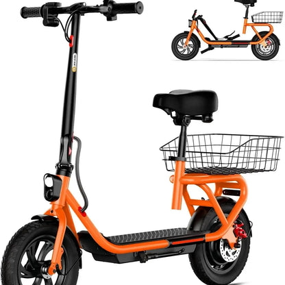 SISIGAD C10 600W Electric Bicycle, 19MPH top speed, 20-mile range, with seat, shock absorbers, folding design, and dual brakes.