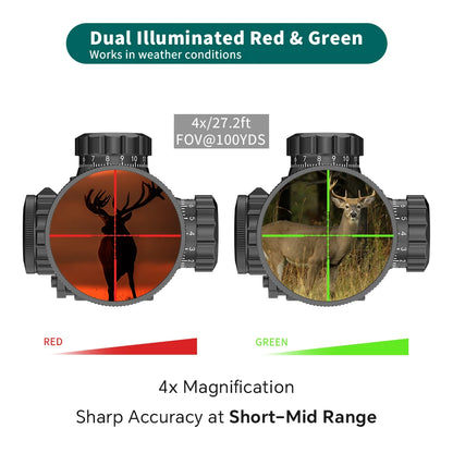 Aquilifer 4X32 Red Green Illumination Rifle Scope 22LR AO SFP FMC Zero Stop Hunting Scope for Outdoor Training And Competition