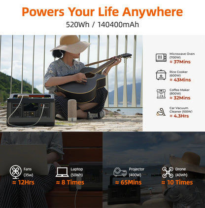 EASUN POWER 600W 300W Portable Power Station Solar Generator Quick Charge AC Outlets for Outdoor Camping RV Home LiFeP04 Battery for US No DUTY