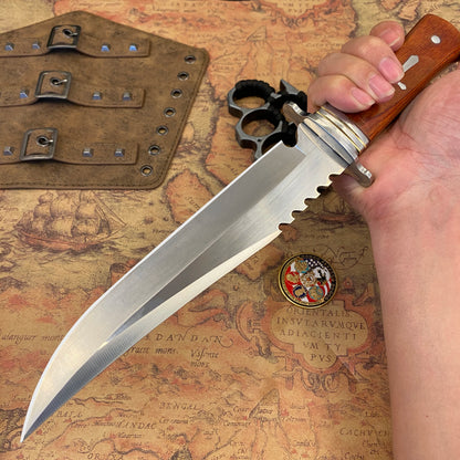 A survival knife suitable for daily carry, applicable to outdoor camping, combat and hunting.