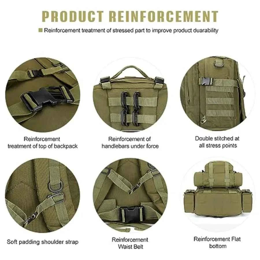 Large Military Tactical Backpack for Men, 40-50L Backpacks for Women, Bug out Bag 3 Days Pack Bags Rucksack with Molle System