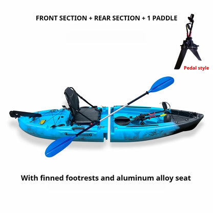 Modular Assembly Kayak with Split Hard Shell, Electric/Pedal-Driven Canoe for Solo/Tandem Lake/Sea Adventures, Portable LLDPE