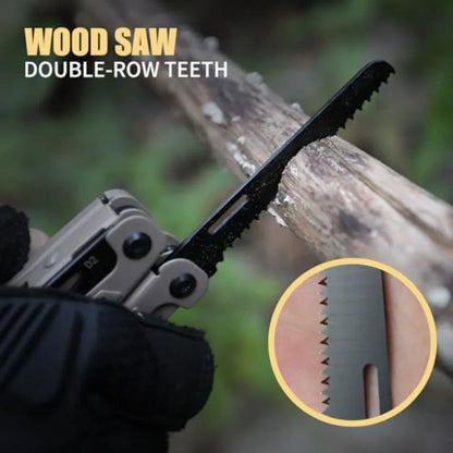 Light Seeking 20-in-1 EDC Multitool with Needle Nose Pliers and Wire Stripper Survival and Camping Gear D2 Steel Sand