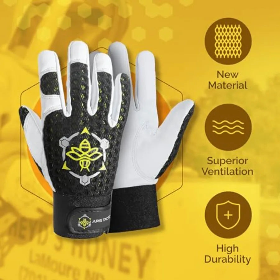 Premium Beekeeping Goatskin Gloves w/Highest Patented Ventilation and Dexterity - Beekeping Supplies