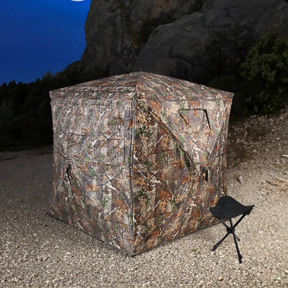 Hunting Blind See Through with Carrying Bag, 2-3 Person Pop Up Ground Blinds 270 Degree, for Deer & Turkey Hunting (Camouflage)
