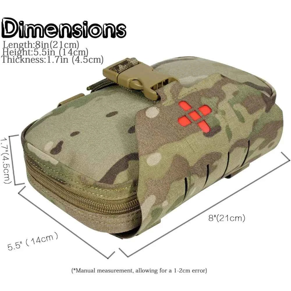 Rapid Deployment Tactical MOLLE Trauma Kit Pouch, Quick Release Tear-Off Medical First Aid Organizer with Red ID for Emergency Survival