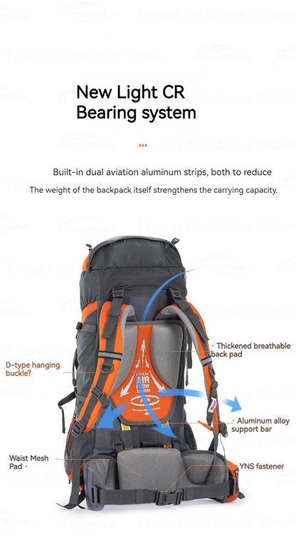 Naturehike 70+5L Backpack Hiking Travel Mountaineering Knapsack Softback Large Capacity Men Waterproof Rucksack With Rain Cover